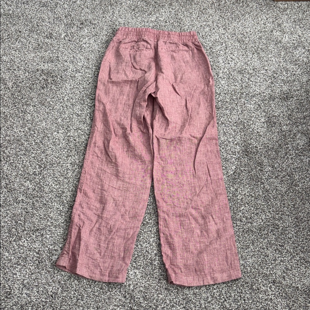 Athleta Cabo Linen Wide Leg Pants Trousers Elasticated Drawstring Waist in  Rose - Picture 6 of 6
